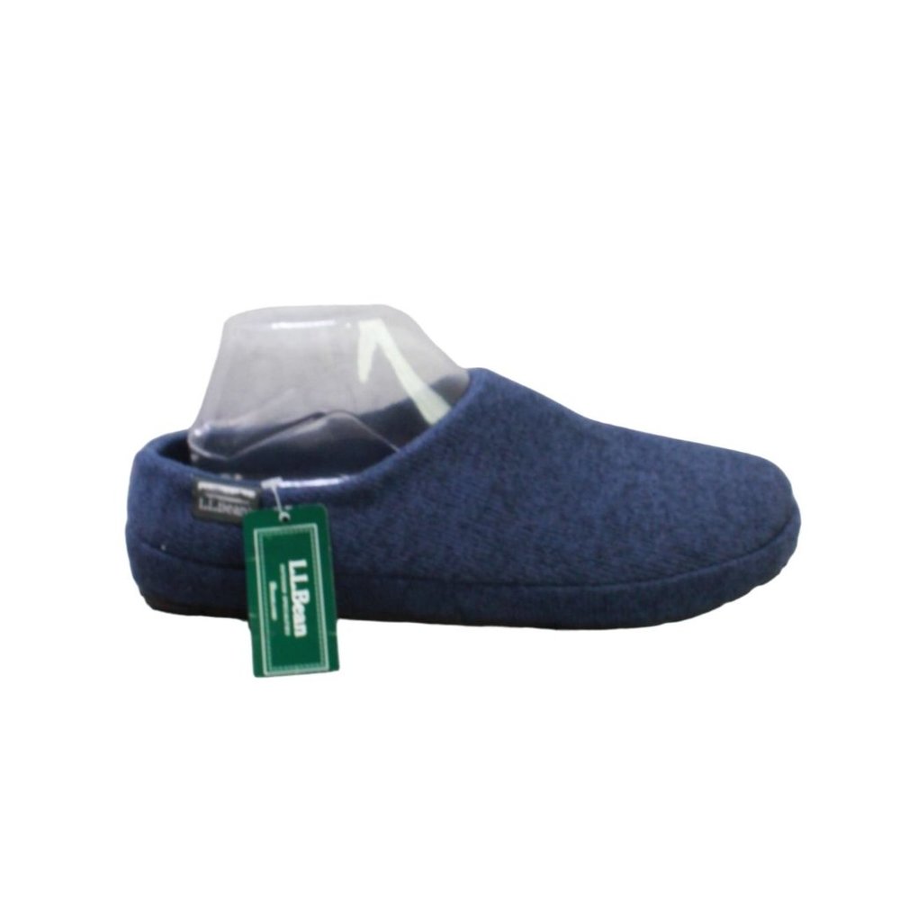 LL Bean Blue Sweater Knit Fleece Cozy Comfort Slipper Scuff Size 10 M - Picture 1 of 9